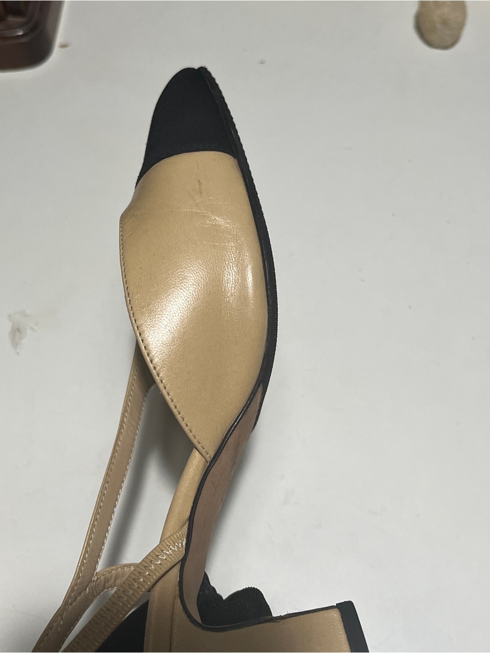 CHANEL Beige and Black Two-Tone Slingback Mules - Picture 13 of 14